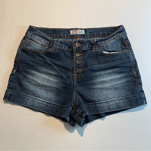 LEI Tatum High Rise Shorts Blue Denim Button Fly Junior Size 11 Regular/womens M